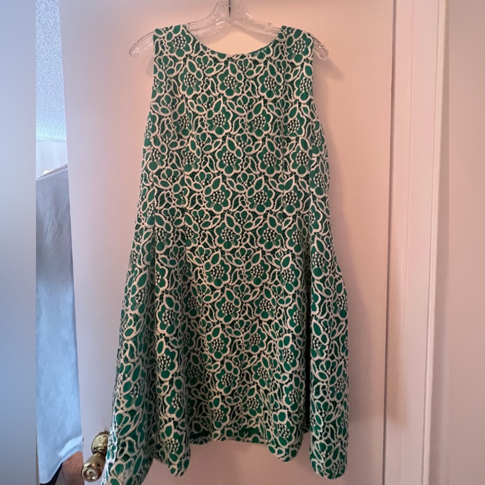 NY&Company Eva Mendes lovely green & white lace overlay knee-length dress. 😍